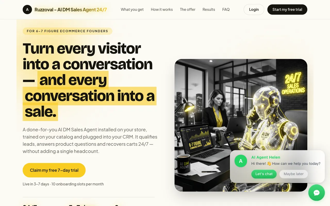 Ruzzoval, the AI sales agent screenshot