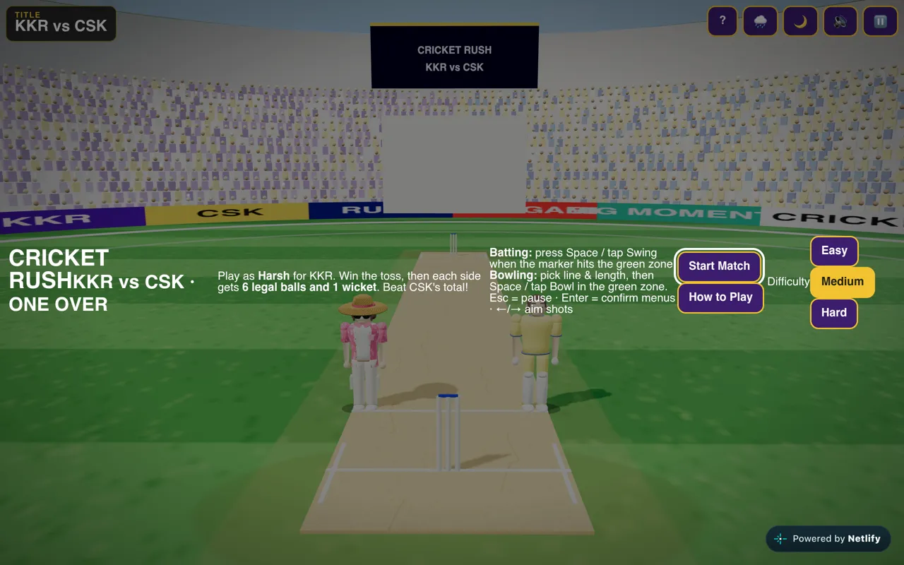 Screenshot: Cricket Rush, his browser cricket game