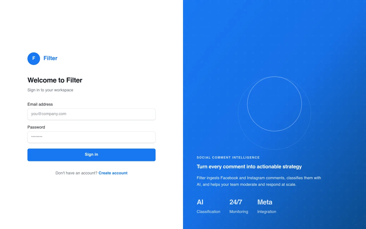 Screenshot: Filter (Project Sway), the social comment intelligence app
